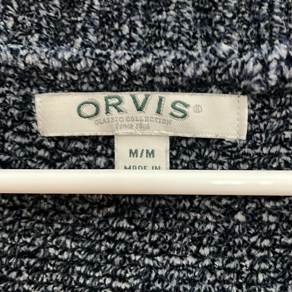 ORVIS navy blue and white chenille sweater.  M - Picture 5 of 5